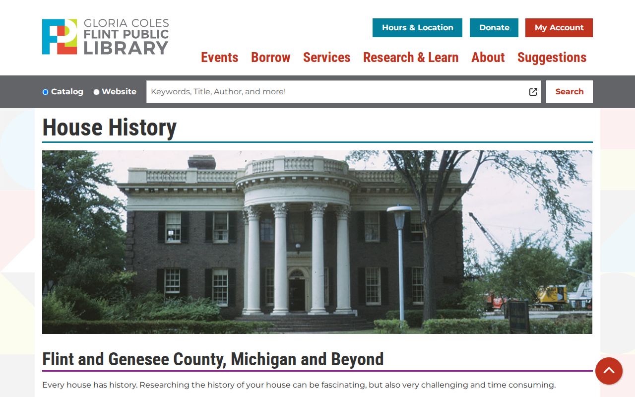 Genesee County previous residents research capture of the Flint Public Library House History guide